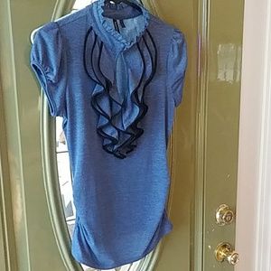Blue shirt with ruffles